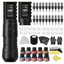 XNET 1Set FIST Wirless Tattoo Machine Pen KIt With 20pcs Tattoo Needles 10Color Ink 2.0-4.2mm Adjustable Stroke 1600mAh Battery For Tattoo Master Tattoo Beginner - Black - View 2