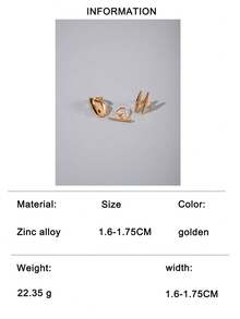 3pcs/Set Modern Minimalist Art Style Zinc Alloy Water Drop & Double Cone Half Ball Rings Set, Suitable For Women Daily Stacking Jewelry Gift - 28409-g-eP - View 10