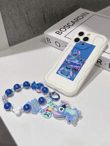 Disney Has Authorized, Phone Case - Chain Set, The Stitch Lilo & Stitch Phone Case Plus A Silicone 3D Or Fluffy Style Stitch Bracelet With Metallic Ring Removable Bracelet, Stitch And Angel Pattern, Compatible With Iphone 17/16/15/14/13/12/11/XS/XR/X Plus Pro Max, Wavy Design Phone Case For Girl, A Stylish Cartoon Summer Phone Case, The Perfect Gift Choice, Phone Protection, Durable Phone Cover, Great Gift For Friends And Family - 白色款式B - 查看 6