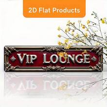 2D平面 - 復古風格標誌，文字「VIP LOUNGE」，2D平面設計。尺寸 10X40cm (3.9X15.7in)，非常適合裝飾家居、浴室、廚房、辦公室、咖啡館。 - A - 查看 3