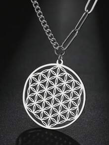 Flower Of Life Sacred Geometry Necklace Stainless Steel Mandala Neck Chain Women Men Viking Vintage Universal Spiritual Jewelry - Flower Of Life Series - View 8