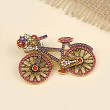 Broche de bicicleta con cristales de strass, creativo, para mujer, de estilo retro y elegante, hecho a mano, con color azul, broche clásico, accesorio de joyería de moda para boda y regalo - Multicolor - Ver 9