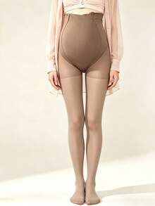 1PC Minimalist Style Maternity Pantyhose For Spring & Autumn, Thin, Run-Resistant, Non-Slipping Waist, Skin-Beautifying,Suitable For Pregnancy, For Daily Wear - Multicolor - View 5