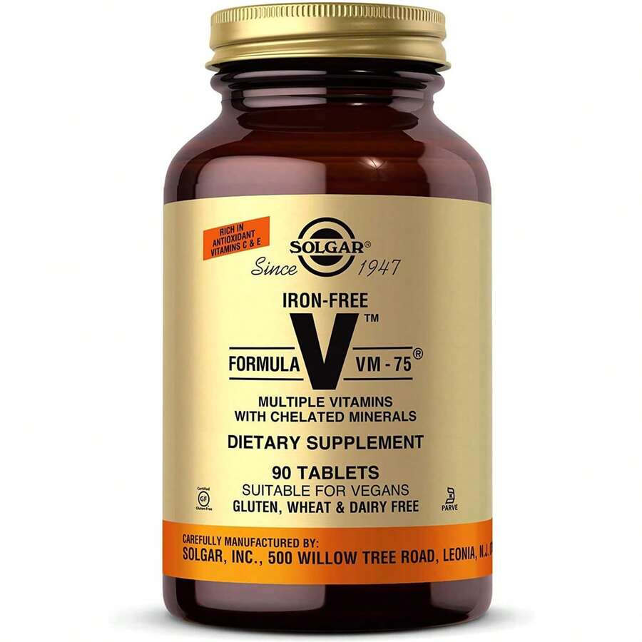 Solgar Iron-Free Formula VM-75 Tablets, Multivitamin With Chelated Minerals, 90 Vegan Tablets - 90抽 - 查看 1
