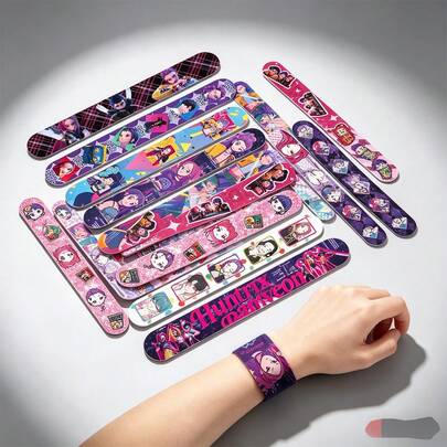 Hasbro 6/12/24 Pieces Cartoon Character Design Snap Bracelet, Birthday Party Decoration Accessories Wristband Toys, Christmas Stocking Gifts, Valentine's Day Easter Holiday Gifts, Jewelry Accessories, Creative Party Costume Props, Bracelets, Toys, Christmas Stockings, Valentine's Day And Easter Gifts