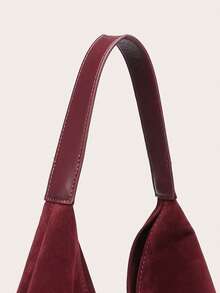 Women's Shoulder Bag/Handbag, Brown Suede, Large Capacity, Decorated With Rivets, Vintage Versatile Commuter Style, Suitable For Autumn/Winter Outings. - Burgundy - View 5
