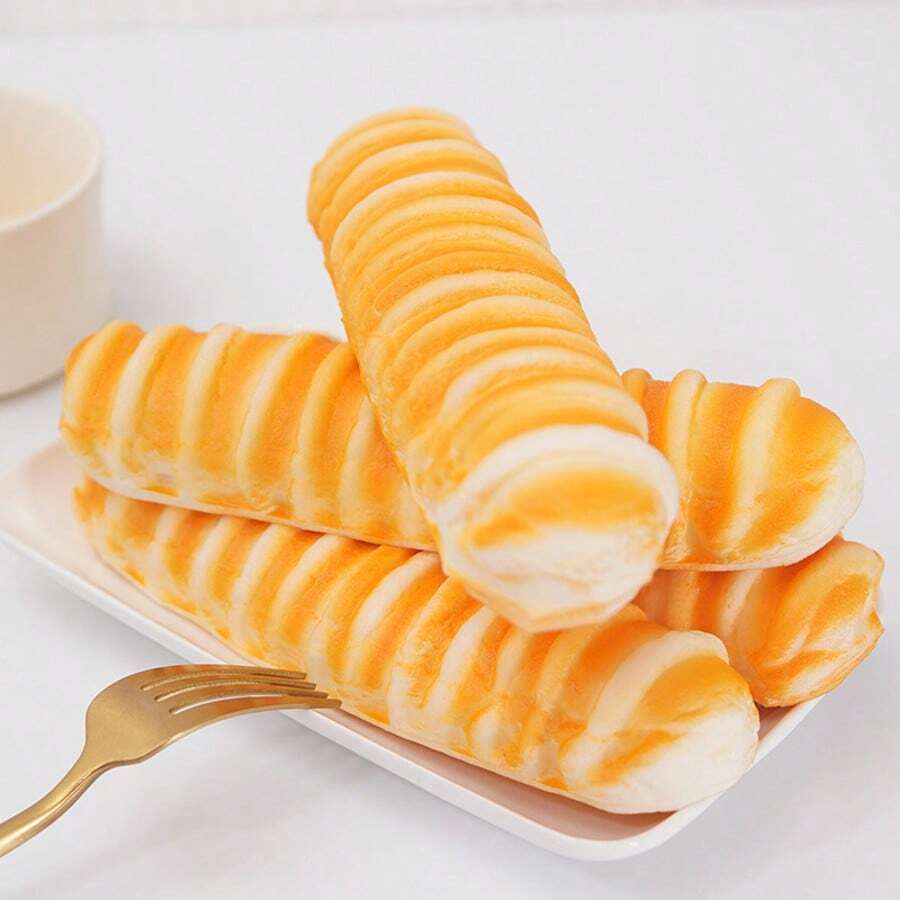 Schylling 2pcs Squishy PU Slow Rebound Caterpillar Bread Model, Realistic Food Toy, Soft Squeeze Stress Relief, Photography Prop - Multicolor - View 1