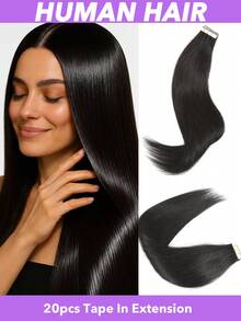 20 lọn tóc nối LuxeHair Tape-In làm từ tóc thật - Tóc nối liền mạch, che phủ toàn bộ đầu, phù hợp cho cả nam và nữ, màu đen và nâu tự nhiên, dài từ 16"-20" (25-60cm), kiểu tóc suôn mượt, chất lượng cao, bền bỉ, dễ sử dụng, tóc nối Tape-in, chất lượng salon, dành cho các nhà tạo mẫu chuyên nghiệp (#1B #2 #4) - Nhiều màu - Xem 14