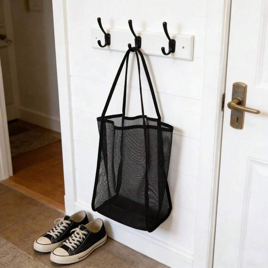 1pc Large Capacity Beach Mesh Storage Bag, Solid Color Shoulder Net Bag, Mesh Beach Toiletry Storage Bag, Suitable For Summer Outings, Seaside Play And Travel Shopping - Multicolor - View 1