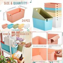 Mumufy - 24 contenedores de libros para fácil acceso cestas de almacenamiento resistentes para libros almacenamiento de cocina de colores y organización para uso doméstico 11.2 x 5 x 5 pulgadas 5 - como en la imagen - Ver 1