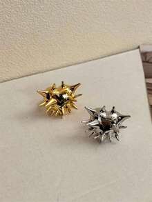 1 Piece Of Punk-Style Metal Spiked Sea Urchin Ring, Unique And Stylish Fashion Accessory - 鉚釘環 - 查看 3