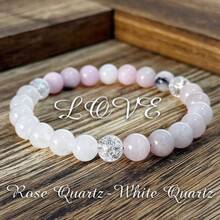 1条/手链 手工编织玫瑰石英白水晶手链 可爱日常佩戴 母亲节礼物首选 - 粉色 - 查看 5