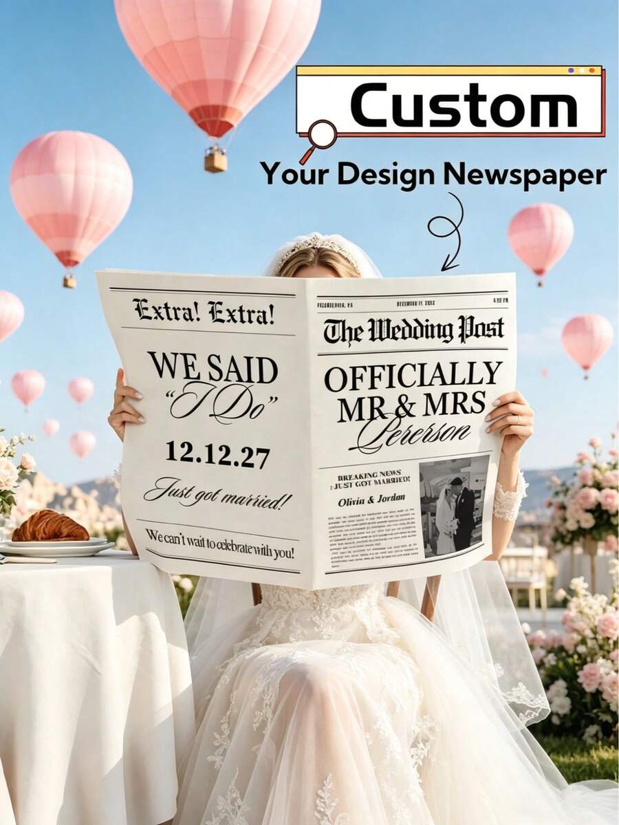 1件客製化婚禮報紙海報,個性化照片與文字印刷,Save The Date 婚禮通知,客製化婚禮禮物,客製化報紙,婚禮紀念品,訂婚新娘派對裝飾,婚禮裝飾,居家展示,特殊場合 - 彩色 - 查看 1