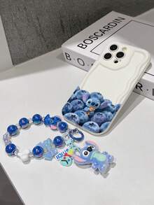 Disney Has Authorized, Phone Case - Chain Set, The Stitch Lilo & Stitch Phone Case Plus A Silicone 3D Or Fluffy Style Stitch Bracelet With Metallic Ring Removable Bracelet, Stitch And Angel Pattern, Compatible With Iphone 17/16/15/14/13/12/11/XS/XR/X Plus Pro Max, Wavy Design Phone Case For Girl, A Stylish Cartoon Summer Phone Case, The Perfect Gift Choice, Phone Protection, Durable Phone Cover, Great Gift For Friends And Family - Kiểu trắng B - Xem 6