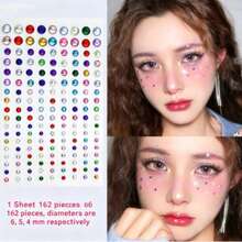 White Pearl Star Face Gems, Rhinestone Eye Corner Stickers, DIY Decorative Stickers, Suitable For Party Gifts, Party Costumes, Makeup, Holiday Atmosphere Stickers, Photo Accessories, Give Your Makeup A Different Feel - Multicolor - View 11