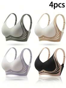 4-Piece Set, Seamless Lifting, Anti Gravity Chest Movement, Gathering Underwear, Correcting Accessory Breasts - Underwear Upper Support - Mixed color - View 1