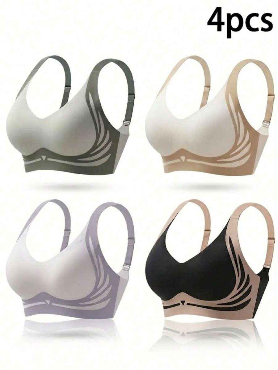 4-Piece Set, Seamless Lifting, Anti Gravity Chest Movement, Gathering Underwear, Correcting Accessory Breasts - Underwear Upper Support - Mixed color - View 1