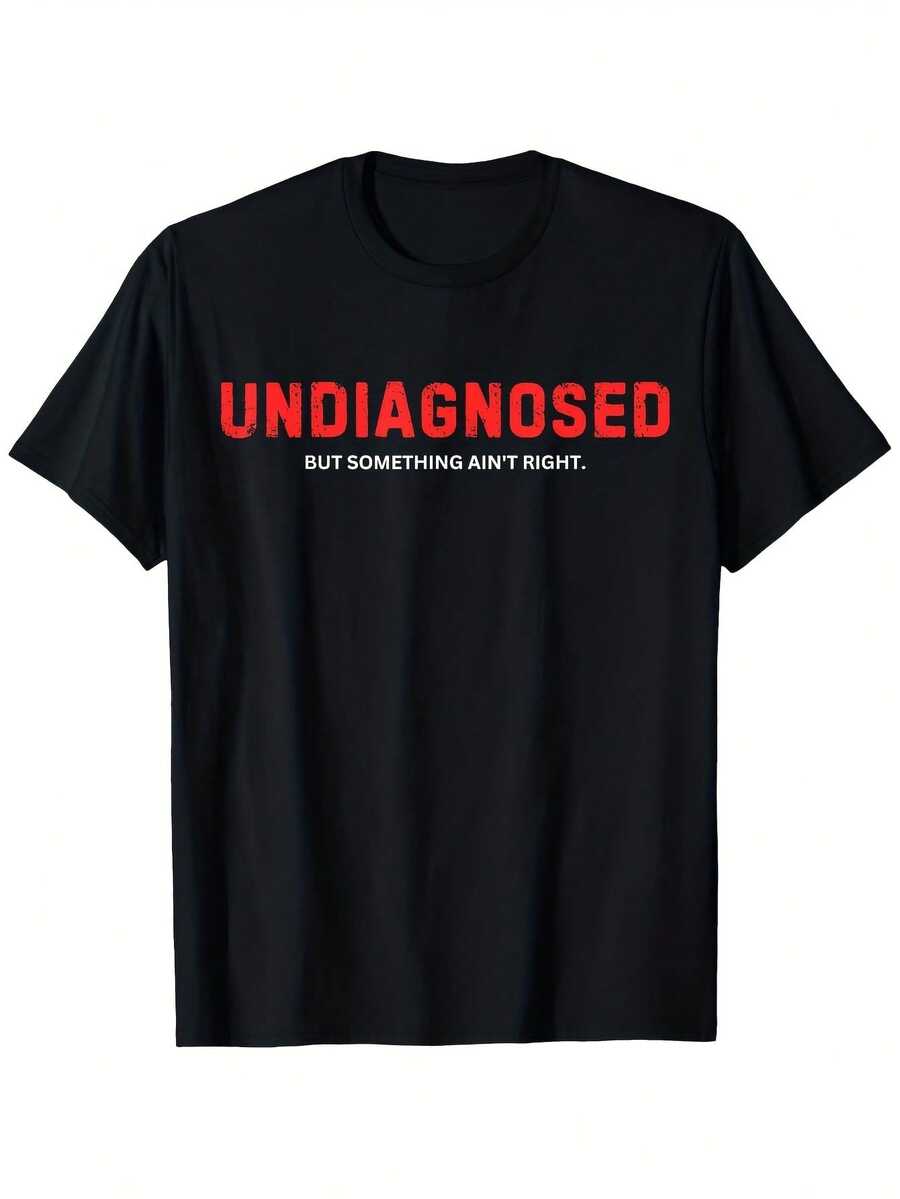 Camiseta de Concientización sobre Salud Mental: TDAH/ADHD No Diagnosticado, Pero Algo No Está Bien - Camiseta Casual para Hombre 100% de Corte Holgado con Estampado Rojo Intenso, Tallas Negras de S a XXXL, Camiseta Estampada de Moda de Temporada, Comodidad y Estilo Igual para Hombres y Mujeres, Verano 2026, Manga Corta Estampada - Negro - Ver 1