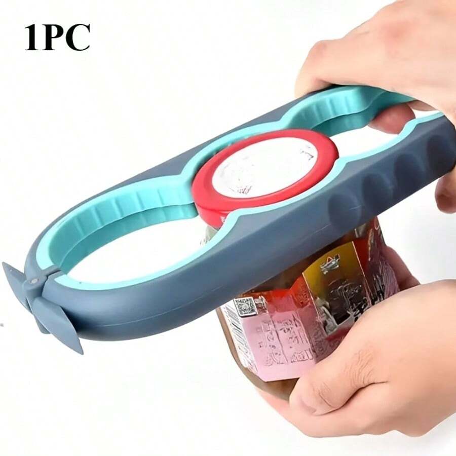 Blue And Gray Jars, Bottles And Can Openers - Easy To Grip, Suitable For Weak Hands And Low Strength - Multi-Functional Kitchen Tools With Measurement Markings, Hand Protector