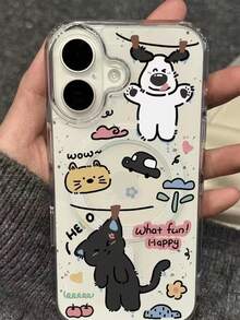 1 buah Casing Ponsel Magnetik Bermotif Anjing Kartun Lucu dengan Pengisian Daya Nirkabel, Kompatibel dengan iPhone 17 Pro Max/16 Pro Max/15 Pro Max/13/15/16/17 Pro/14/11, Pelindung Ponsel Magnetik Baru - Clear - View 2