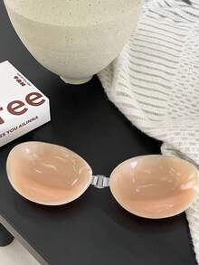 1/3 chiếc Áo ngực nâng ngực tự dính không đường may, không dây, không lưng, miếng dán silicon, miếng che đầu nhũ hoa chống thấm nước có thể tái sử dụng, phù hợp với váy và trang phục dự tiệc. - Màu be - Xem 4