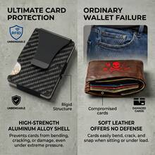 Magnetic RFID Blocking Slim Wallet For Men, Magsafe Compatible Minimalist Metal Card Holder With Money Clip, Ultra-Strong 3800Gs Magnet, Holds 12 Cards & Cash - Sợi carbon - Xem 5
