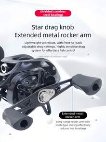 1pc Entry-Level Water Drop Reel, 7.2:1 High-Speed Gear Ratio, Max Drag 22lbs, Black Low-Profile Design, Equipped With 12-Level Magnetic Braking System, Metal Spool/Handle, Suitable For Fly Fishing - Multicolor - View 7