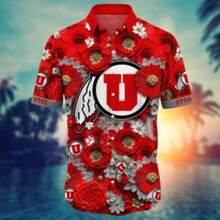 Utah Utes  Hawaiian Shirt For This Summer Customize Shirt Any Team - 彩色 - 查看 1