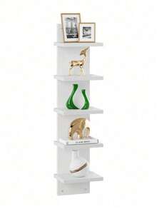 1pc Floating Storage Shelf Wall Rack, Decorative Organizer Rack For Books, Magazines, Toys, Figurines, Bohemian Nordic Ins Style Wall Mounted Rack For Bedroom, Living Room, Dining Room, Kitchen, Office, Small Plant Shelf - Black and White - View 5