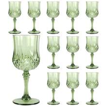 6/12pcs Plastic Wine Drinking Glasses, 7oz Green Plastic Vintage Champagne Vintage Wine Glasses, Unbreakable Goblets For Parties Wedding, Party, Red Wine Glass, Bars, Restaurants - 查看 2