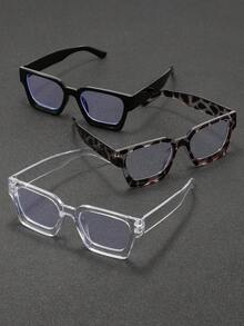 男士方形大框极简透明眼镜，适合各种场合 - 彩色 - 查看 1