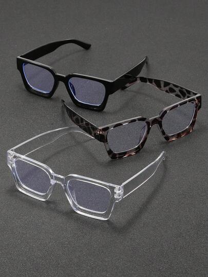 男士方形大框极简透明眼镜，适合各种场合