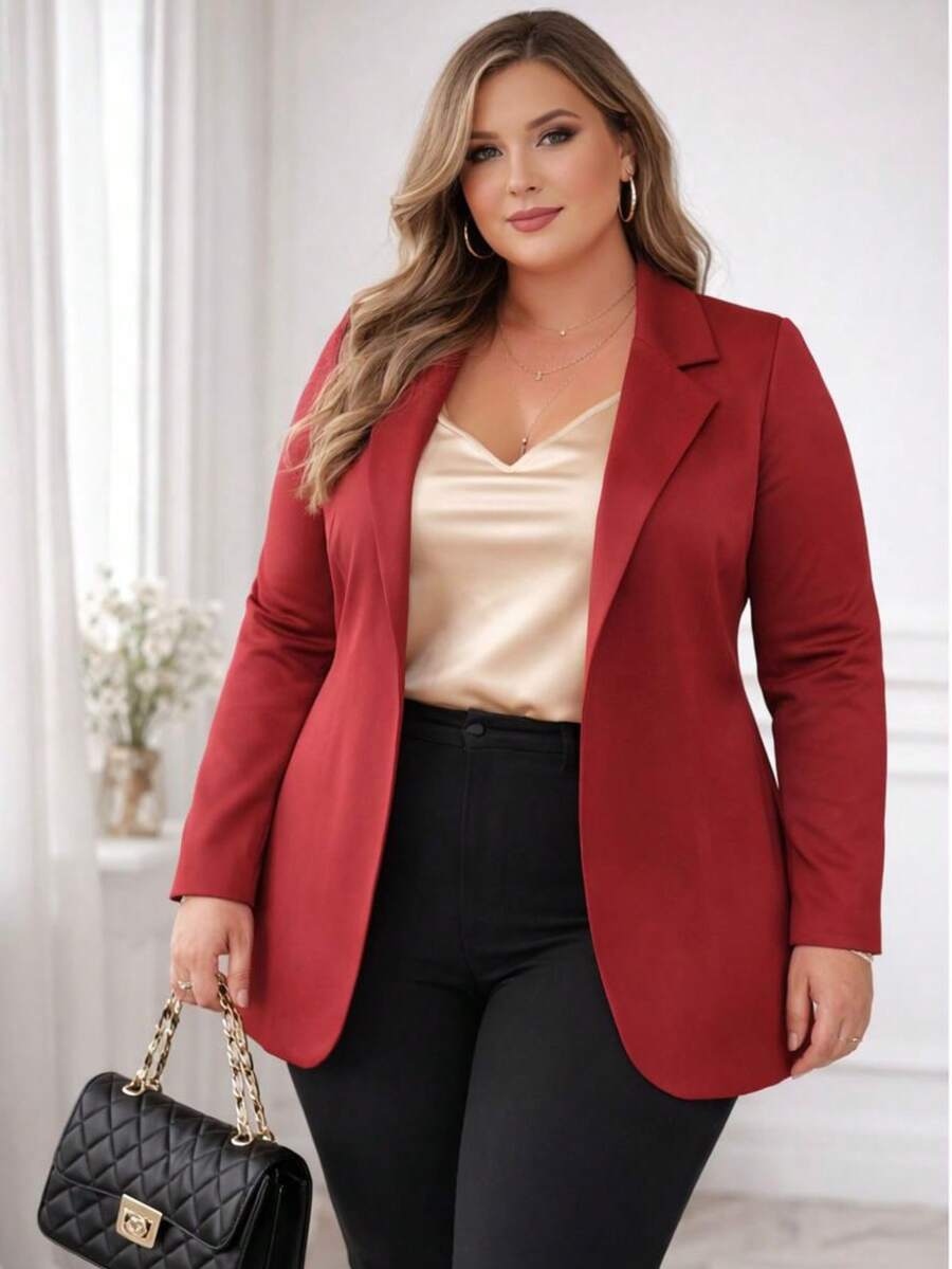 Plus Size Blazers - Màu Đỏ Sâu - Xem 1