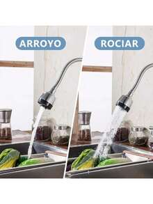 Kitchen Faucet With Sprayer, Double Handle Kitchen Faucet With Flexible Gooseneck Spout, High Pressure  Dual Function Kitchen Faucet (Brass Body, Easy Installation) - Silver - View 4