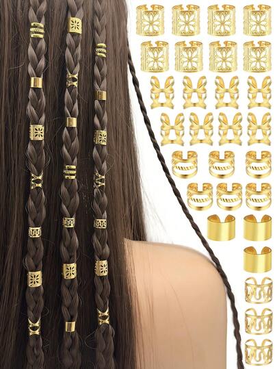 40pcs Hair Rings For Women And Girl's Braids,Hair Cuffs For Gifts Simple Style For Daily Life