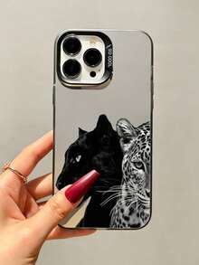 1pc Fierce Leopard Pattern Full Coverage TPU Shockproof Phone Case Compatible With Apple 16, 15, 14, 13, 12, 11 Pro Max - Multicolor - View 3