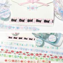 Kawaii Black Cat Glitter Tape,Pastel Pink Glitter Cat For Bullet Journal, Scrapbook ,Stationery Decoration - Multicolor - View 7