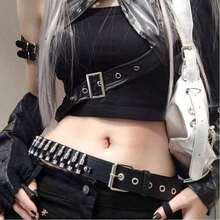 1pc Fashion Rivet Versatile Punk Style New Women's Belt, Casual Pants Belt, Suitable For Plus Size 110~130cm, Suitable For Holidays, Parties, Halloween - Black - View 3