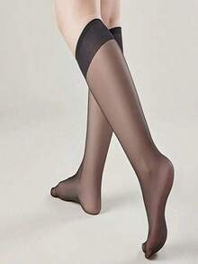 女士中筒袜 15D 超黑过膝长袜 基本款百搭长袜 派对中筒袜 JK 短袜 - 彩色 - 查看 4