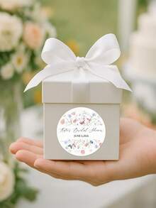 Customized Watercolor Wild Flower Bride Gift Round Stickers - Personalized Name & Date Wedding Favor Labels, Elegant Floral Gift Bag, Cookie Box Seals, Suitable For Wedding Party, Bridal Shower Decor - Multicolor - View 6