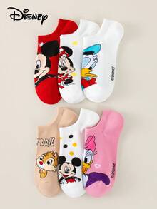 Disney 1/5/8 đôi tất nữ dáng ngắn, thoáng khí, họa tiết hoạt hình jacquard ngẫu nhiên, thích hợp mặc hàng ngày, dự tiệc và làm quà tặng ngày lễ. - Nhiều màu - Xem 4