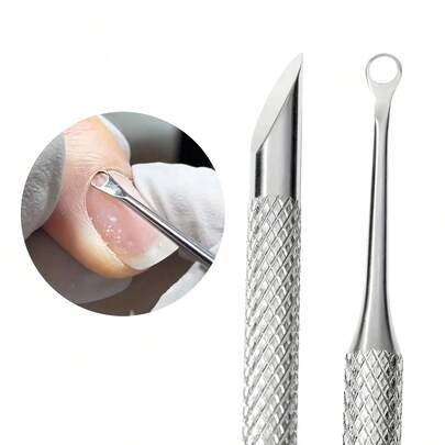1 cái dụng cụ đẩy biểu bì bằng thép không gỉ, dụng cụ chăm sóc móng đa chức năng, loại bỏ da chết, nhỏ gọn và bền, dụng cụ chăm sóc chân và làm móng.