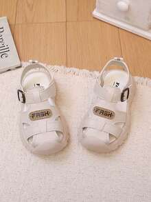 1 Pair Kids Closed Toe Sports Sandals, Boys & Girls Soft Sole Anti-Slip Summer Breathable Hook And Loop Sandals - Beige - View 6