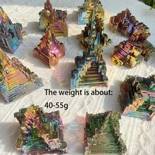 1个不对称铋水晶金字塔，彩虹色，稀有人造水晶工艺品，室内/室外装饰，雕像，冥想，DIY珠宝吊坠，串珠和珠宝制作材料，圣诞节、万圣节、独立日的绝佳礼物 - 不規則鉍礦七脈輪金字塔水晶原石 - 查看 11