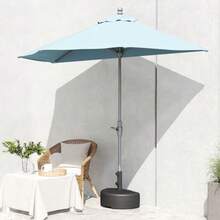 HeliosandHestia - Base de paraguas de 120 libras resistente y media redonda relleno de agua y arena para exteriores peso para patio mercado sombrilla de mesa color negro - 126 libras - Ver 4
