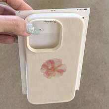 Funda de teléfono de material TPU con elementos florales, patrón de orquídea rojo oscuro, 1 pieza, material TPU compatible con iPhone/teléfonos, regalo de primavera para aniversario - Blanco 5 - Ver 4