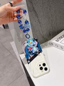 Disney Has Authorized, Phone Case - Chain Set, The Stitch Lilo & Stitch Phone Case Plus A Silicone 3D Or Fluffy Style Stitch Bracelet With Metallic Ring Removable Bracelet, Stitch And Angel Pattern, Compatible With Iphone 17/16/15/14/13/12/11/XS/XR/X Plus Pro Max, Wavy Design Phone Case For Girl, A Stylish Cartoon Summer Phone Case, The Perfect Gift Choice, Phone Protection, Durable Phone Cover, Great Gift For Friends And Family - 白色款式B - 查看 4