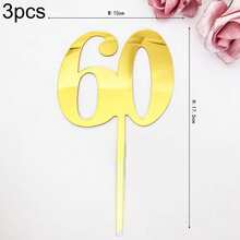 1pc/3pcs Minimalist Gold Acrylic Number 18 21 30 40 50 60 Anniversary Birthday Party Cake Topper - Multicolor - View 11