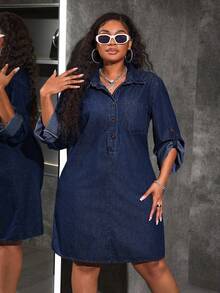 Plus Size Denim Dress, Long Sleeve Slim Fit Shirt Style, Blue Summer,Vacation Outfits Woman,Easter,Spring,Western,Office Outfits For Women,Rave Outfits,Baby Shower Dress,Cottagecore,Country Outfits Women,Old Money Style Women,Going Out Outfits,Coquette,Festival Outfits,Rodeo Outfit,Airport Outfit For Women,,Tropical Vacation Woman Clothes,Nashville Outfits,European Summer,Concert,Cowgirl Outfit,Graduation Outfit,Elegant,Resort Wear Women,Business Casual Woman,Western Wear Women,Y2k Clothe,Y2k Clothes,Old Money Style Women,Holiday,Church Clothes Women,Airport Outfit For Women/Airport Outfit Dresses For Women Elegant Birthday Dresses For Women Graduation Dress Beach Dress Sundress Vacation Dress Boho Dress Women Western Dresses For Women Tea Party Dress Tropical Dress, Fall Women Clothes - Giặt tối - Xem 6