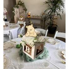 16PCS Vintage Winnie Centerpieces  Shower Decorations Table Center Pieces Table Toppers On Stick Cute Cutouts For Pooh Birthday Supplies Party Decor - As Pic - View 5